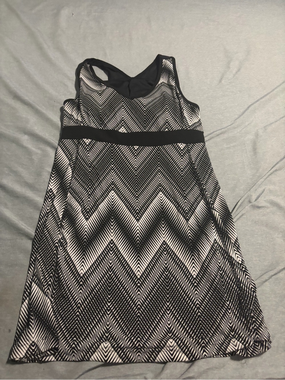 tek gear Black and White One-Shoulder Chevron Dress